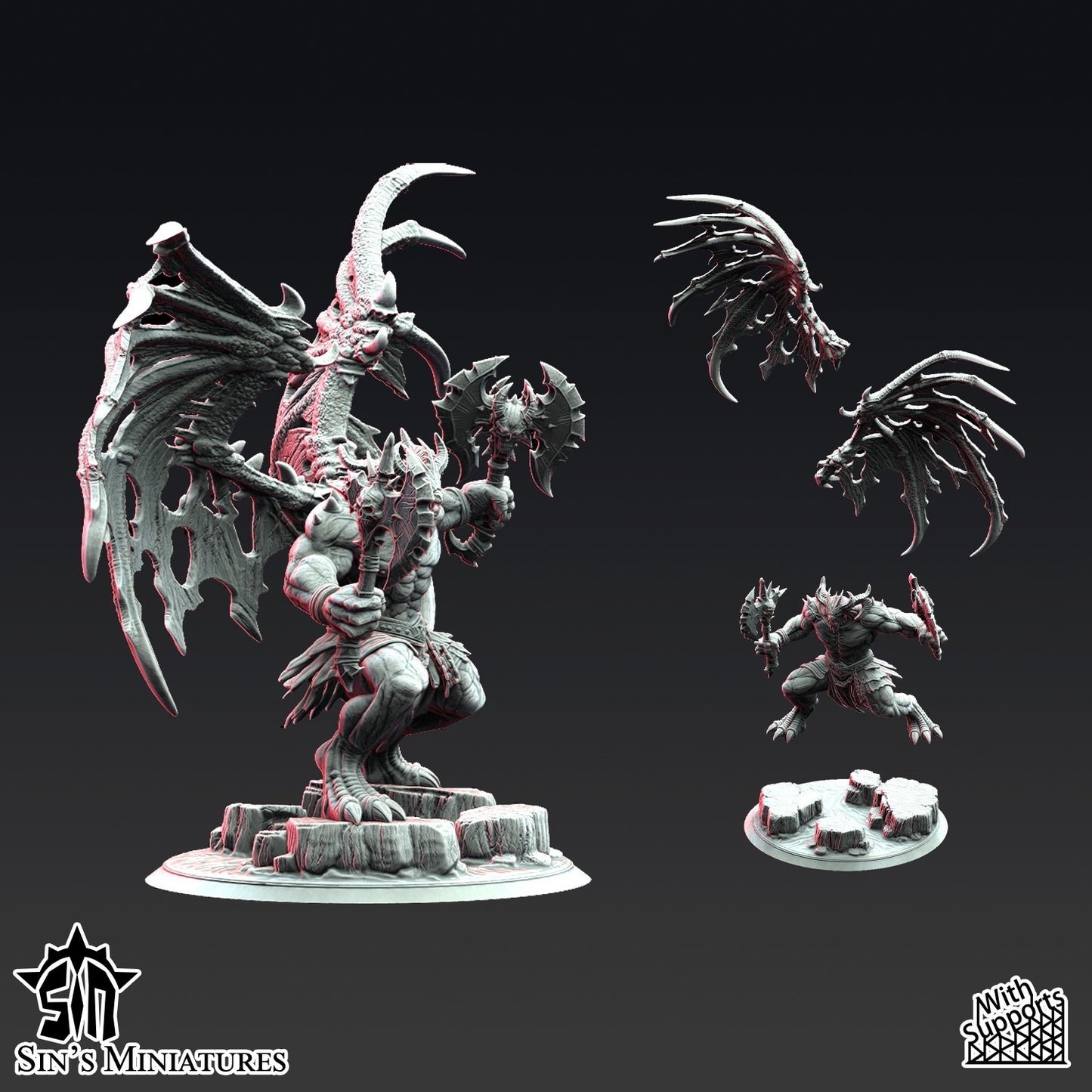 Miniatura Gran Demonio Desterrado de la Guerra Reinos del Caos resina 32mm sin pintar - Drakholm