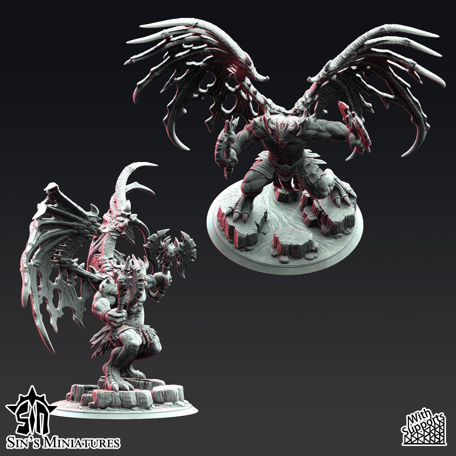 Miniatura Gran Demonio Desterrado de la Guerra Reinos del Caos resina 32mm sin pintar - Drakholm