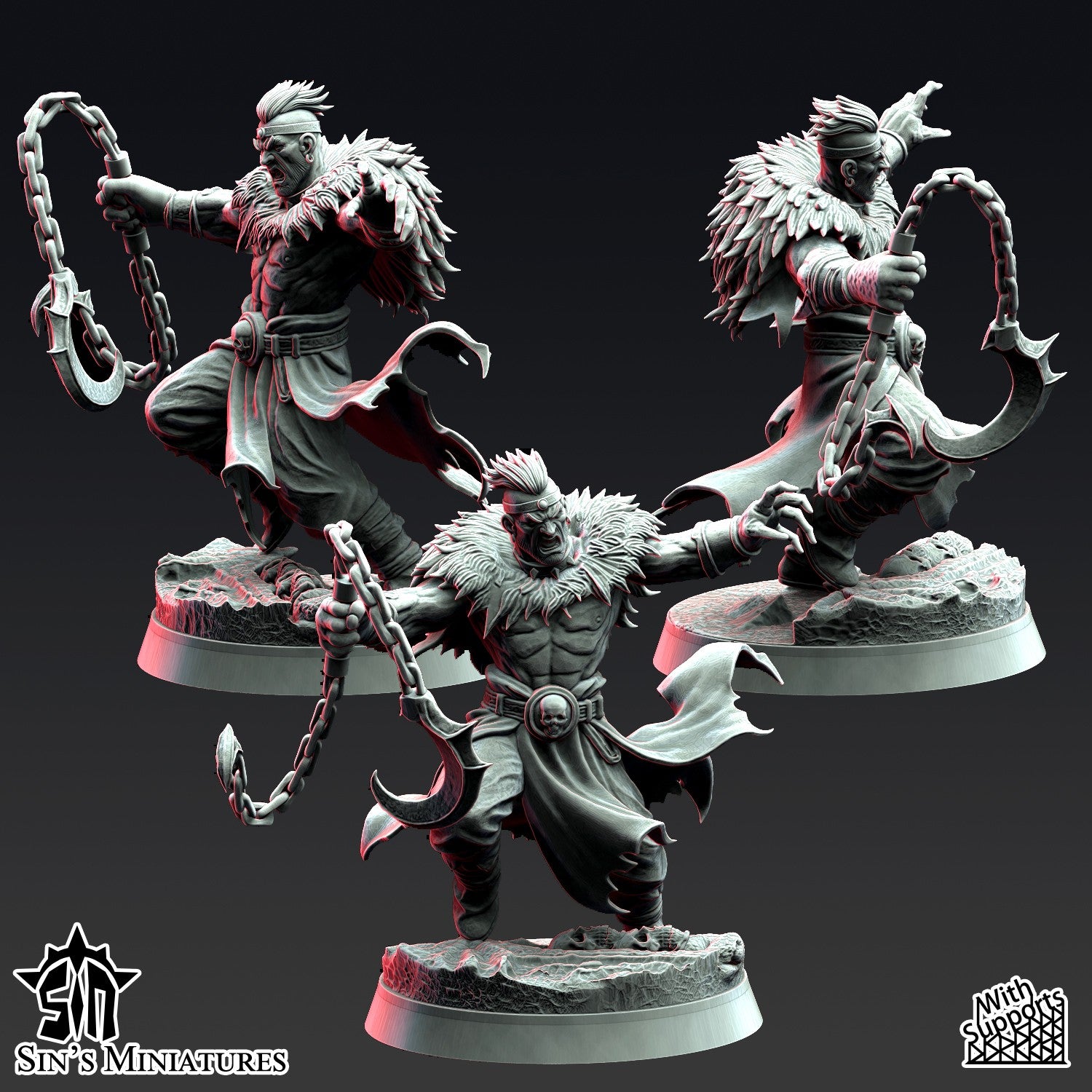 Miniatura Los Colmillos de la Jauría Reinos del Caos resina 32mm sin pintar - Drakholm