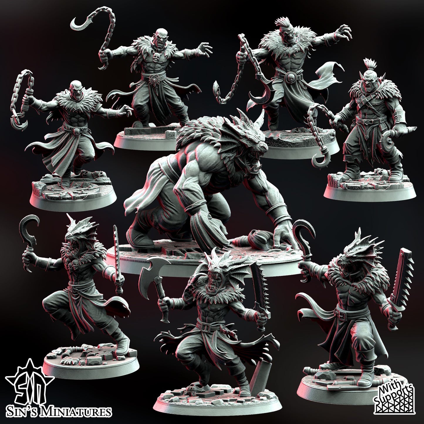 Miniatura Los Colmillos de la Jauría Reinos del Caos resina 32mm sin pintar - Drakholm