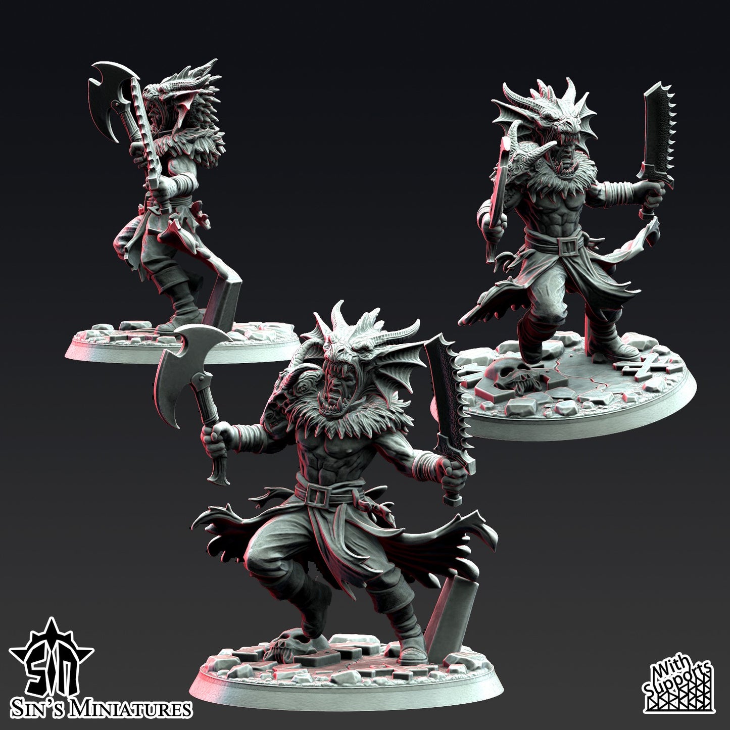 Miniatura Los Colmillos de la Jauría Reinos del Caos resina 32mm sin pintar - Drakholm