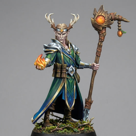 Miniatura Findlas, Guardián del Bosque Elfos Silvanos resina 32mm sin pintar - Drakholm