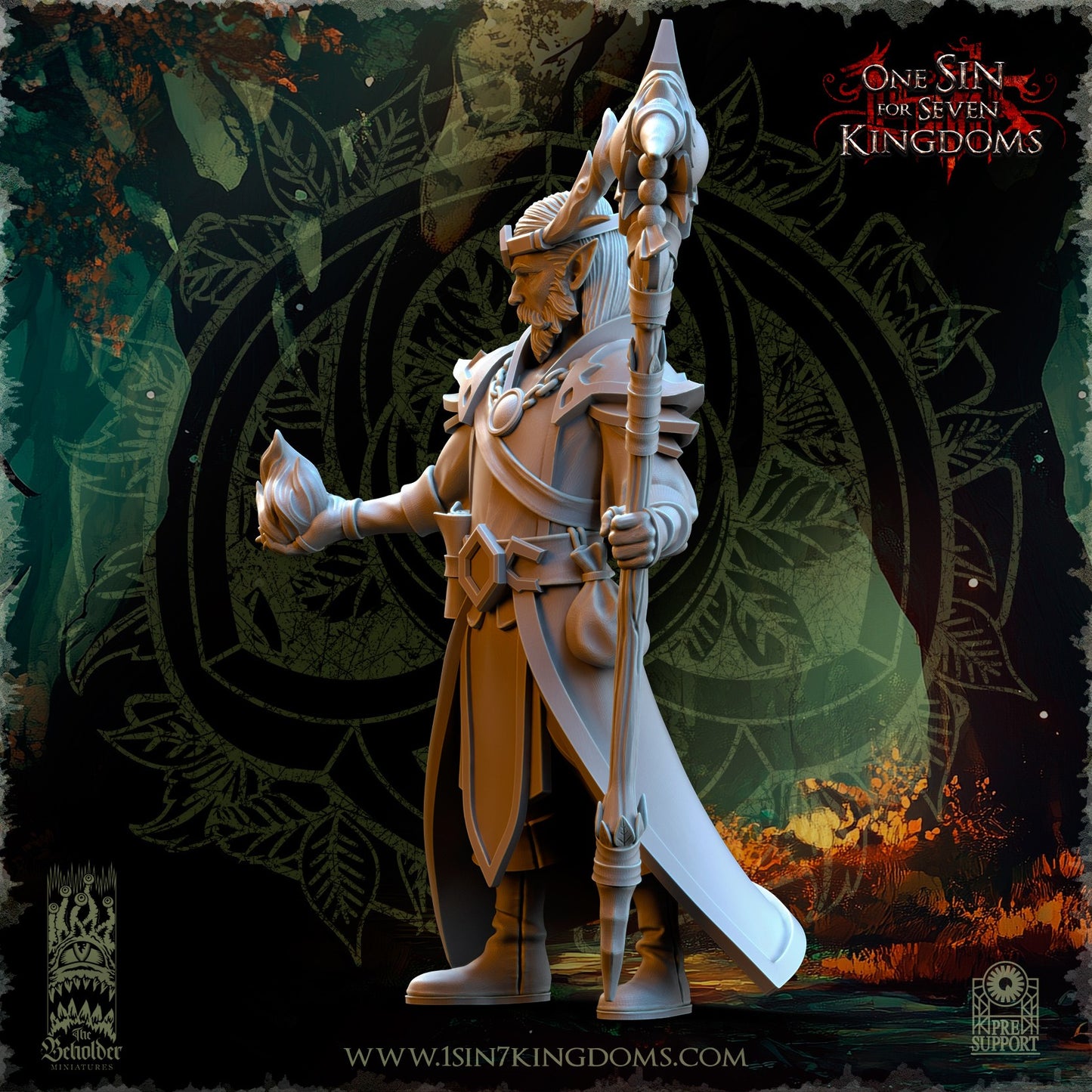 Miniatura Findlas, Guardián del Bosque Elfos Silvanos resina 32mm sin pintar - Drakholm