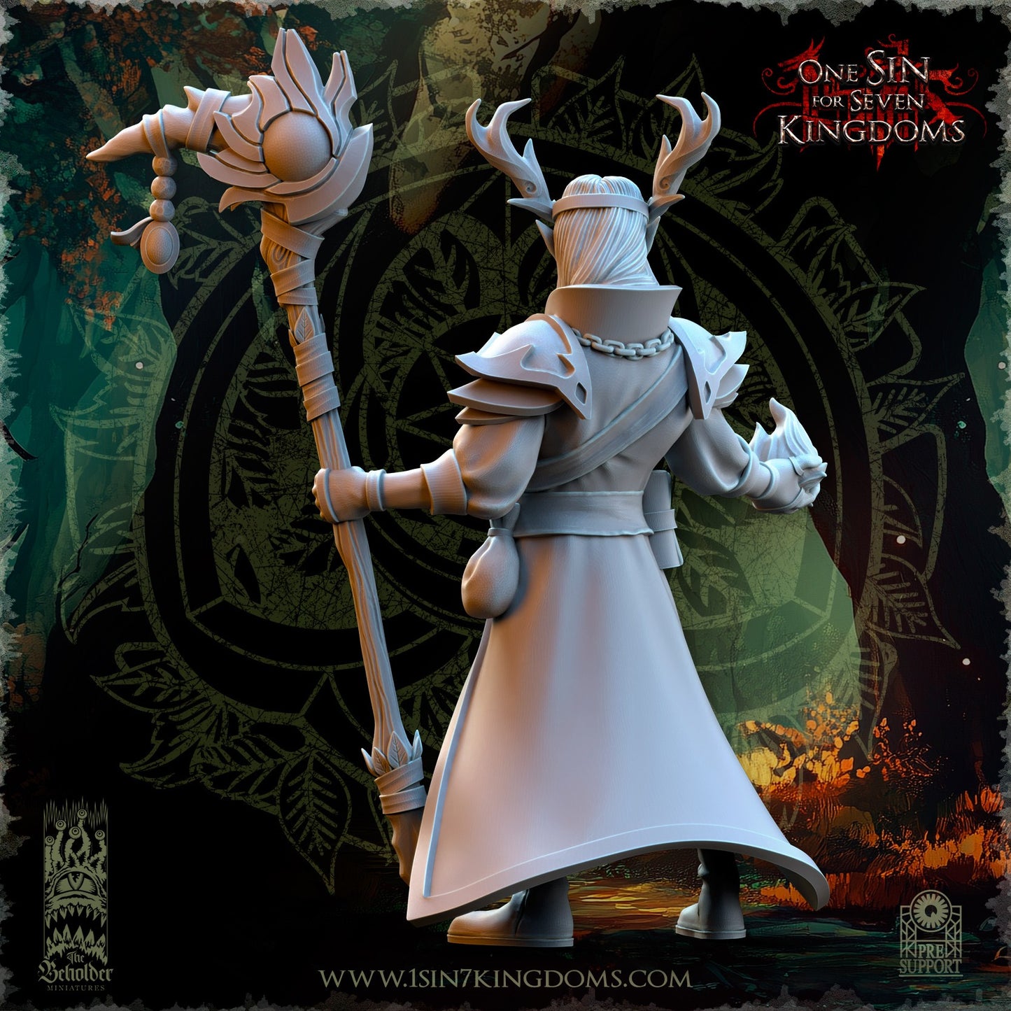 Miniatura Findlas, Guardián del Bosque Elfos Silvanos resina 32mm sin pintar - Drakholm