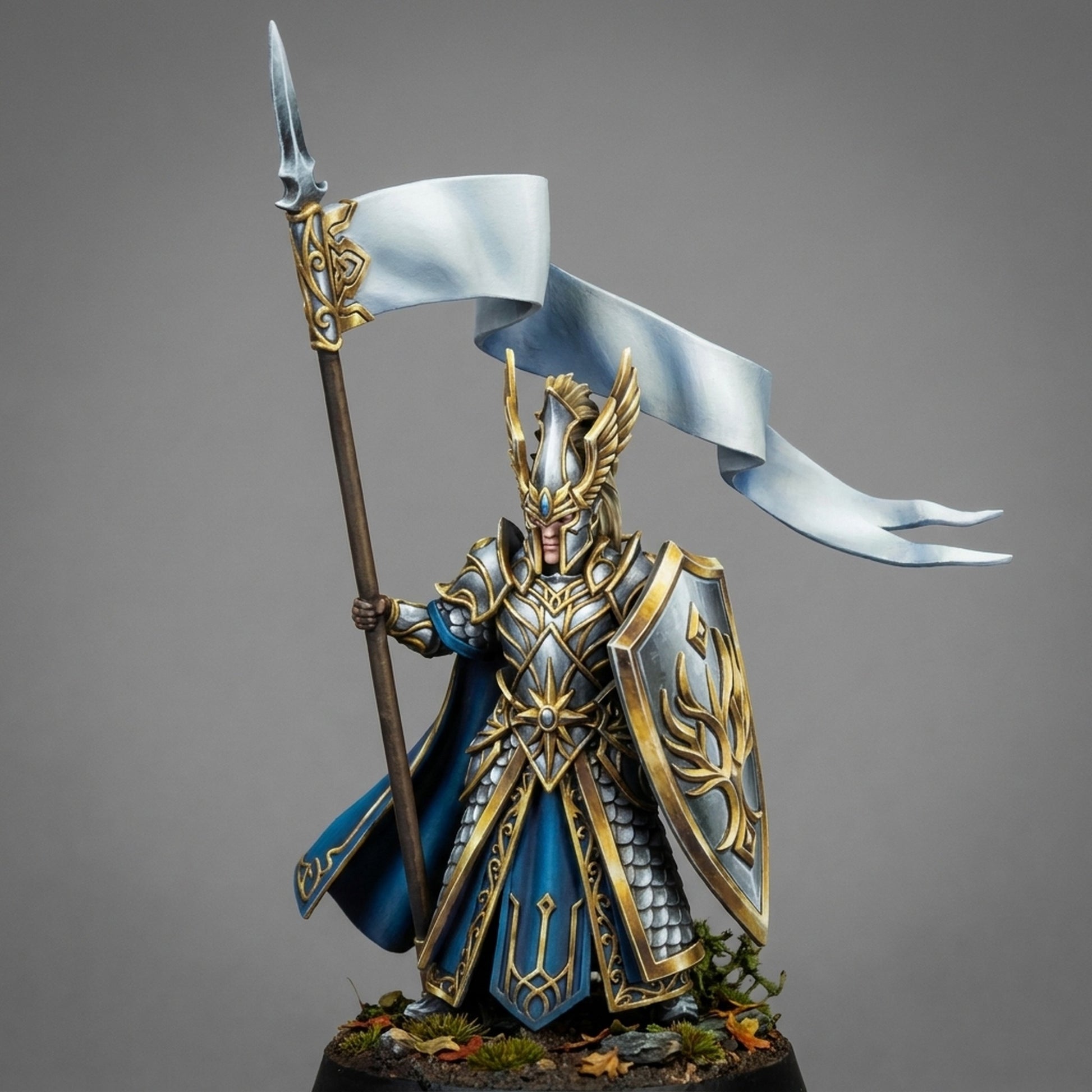 Miniatura Glorindel portaestandarte élfico Altos Elfos resina 32mm sin pintar - Drakholm