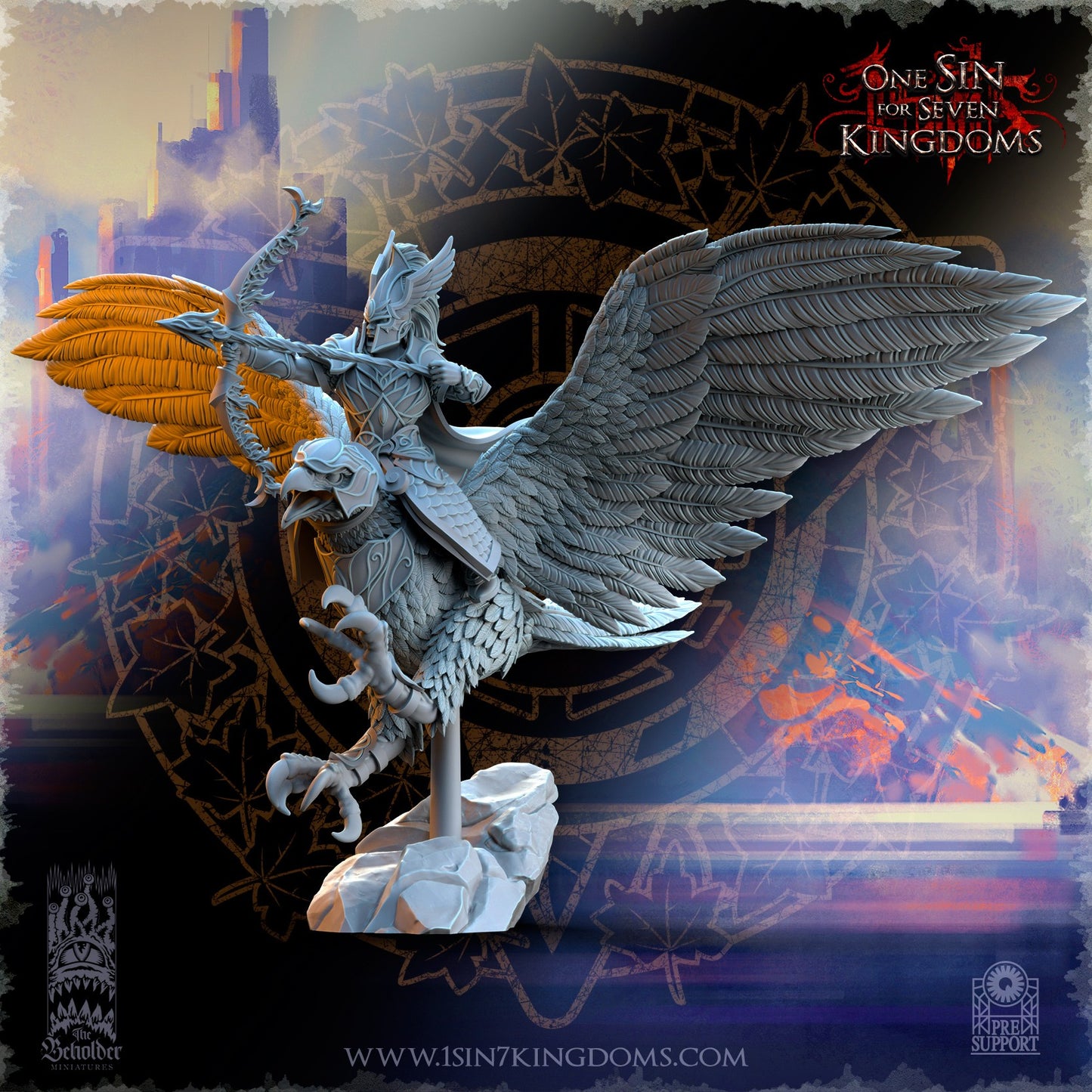 Miniatura Glorinder sobre el Águila Real Altos Elfos resina 32mm sin pintar - Drakholm