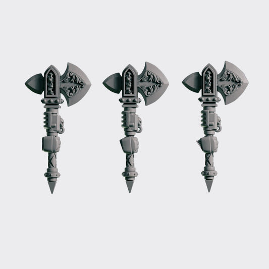 Hachas A — bits de conversión sci-fi grimdark de Greytide Studio, resina 32mm sin pintar