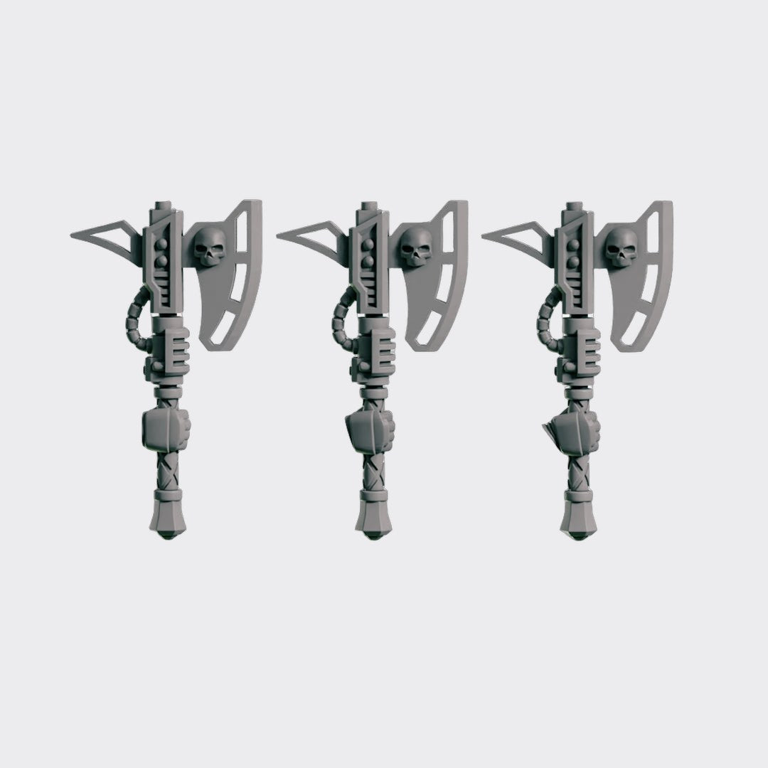 Hachas B — bits de conversión sci-fi grimdark de Greytide Studio, resina 32mm sin pintar
