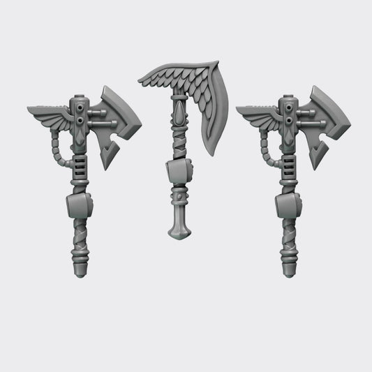 Hachas Crimson Lords A — bits de conversión sci-fi grimdark de Greytide Studio, resina 32mm sin pintar