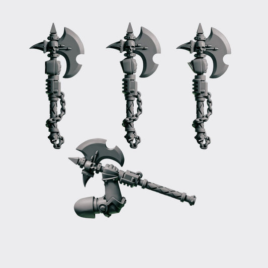 Hachas E — bits de conversión sci-fi grimdark de Greytide Studio, resina 32mm sin pintar