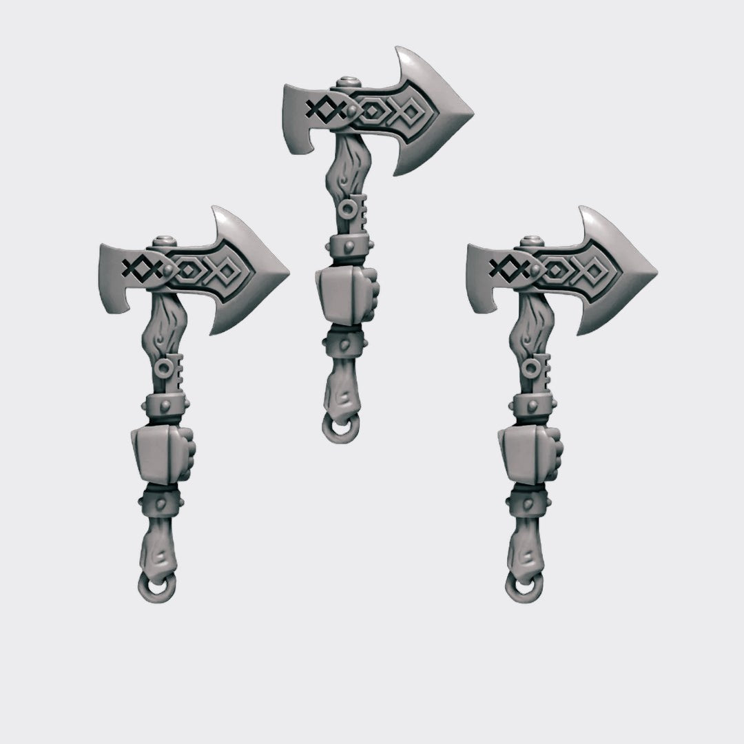 Hachas Primal Hounds C — bits de conversión sci-fi grimdark de Greytide Studio, resina 32mm sin pintar