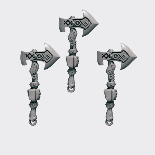 Hachas Primal Hounds C — bits de conversión sci-fi grimdark de Greytide Studio, resina 32mm sin pintar