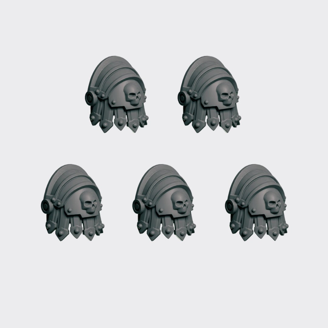 Hombreras A — bits de conversión sci-fi grimdark de Greytide Studio, resina 32mm sin pintar