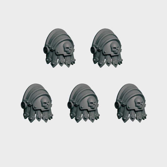 Hombreras A — bits de conversión sci-fi grimdark de Greytide Studio, resina 32mm sin pintar