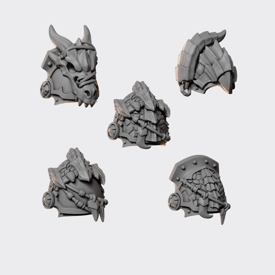 Hombreras Anvil Wardens B — bits de conversión sci-fi grimdark de Greytide Studio, resina 32mm sin pintar