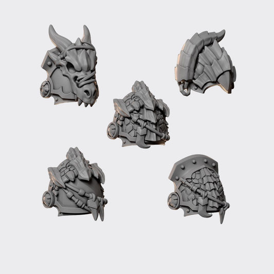 Hombreras Anvil Wardens B — bits de conversión sci-fi grimdark de Greytide Studio, resina 32mm sin pintar