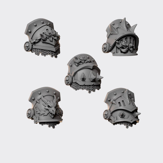 Hombreras Anvil Wardens C — bits de conversión sci-fi grimdark de Greytide Studio, resina 32mm sin pintar
