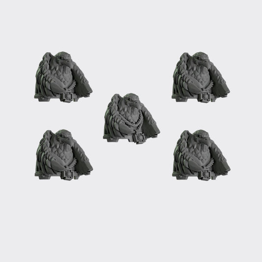 Hombreras B — bits de conversión sci-fi grimdark de Greytide Studio, resina 32mm sin pintar
