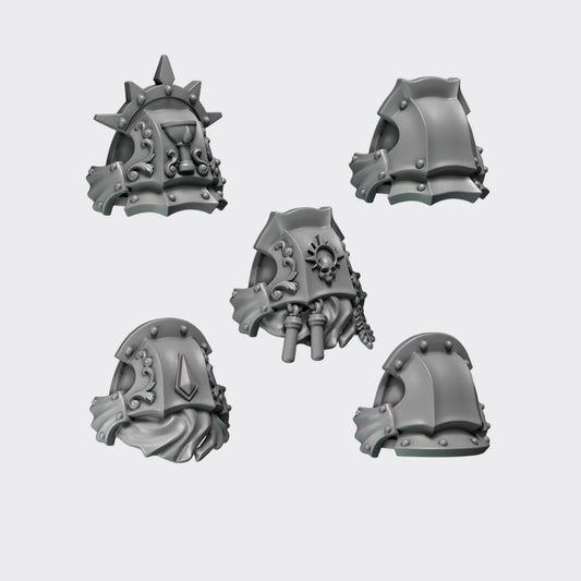 Hombreras Crimson Lords B — bits de conversión sci-fi grimdark de Greytide Studio, resina 32mm sin pintar