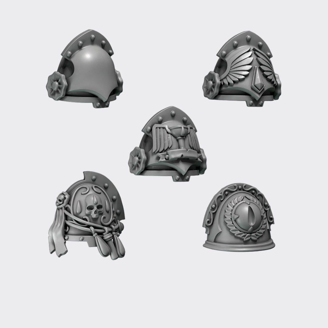 Hombreras Crimson Lords C — bits de conversión sci-fi grimdark de Greytide Studio, resina 32mm sin pintar