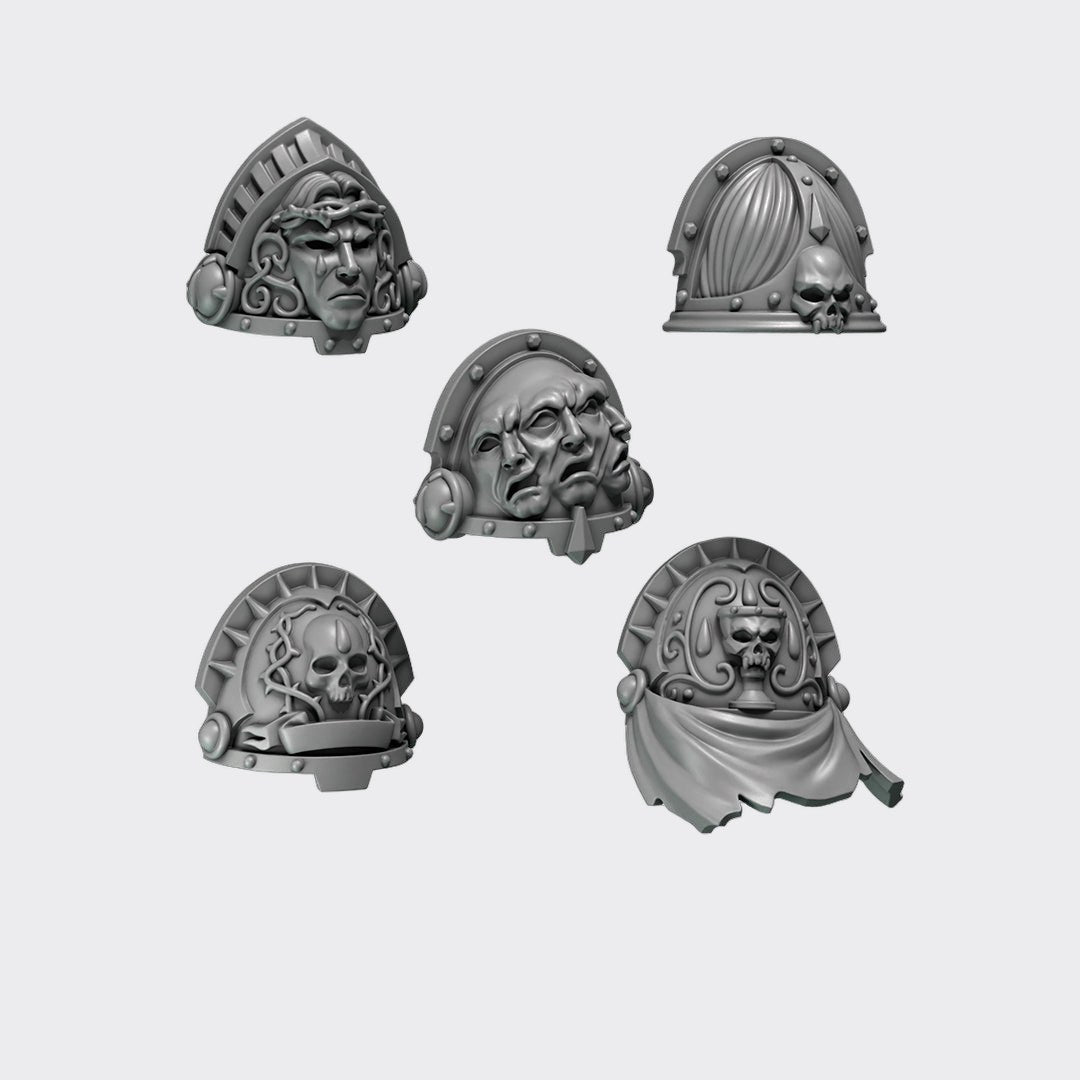 Hombreras Crimson Lords D — bits de conversión sci-fi grimdark de Greytide Studio, resina 32mm sin pintar