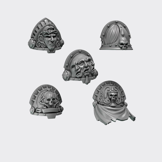 Hombreras Crimson Lords D — bits de conversión sci-fi grimdark de Greytide Studio, resina 32mm sin pintar