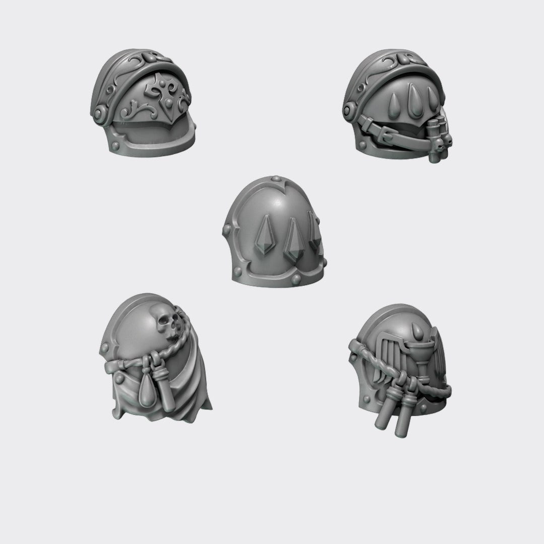 Hombreras Phobos Crimson Lords — bits de conversión sci-fi grimdark de Greytide Studio, resina 32mm sin pintar