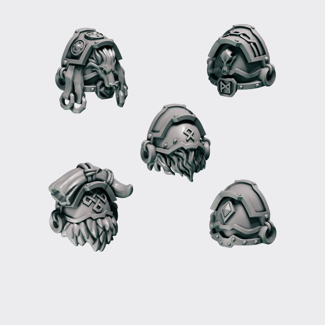 Hombreras Primal Hounds B — bits de conversión sci-fi grimdark de Greytide Studio, resina 32mm sin pintar
