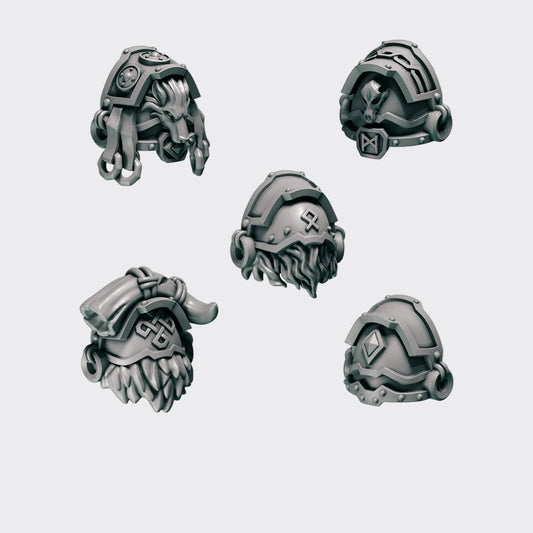 Hombreras Primal Hounds B — bits de conversión sci-fi grimdark de Greytide Studio, resina 32mm sin pintar