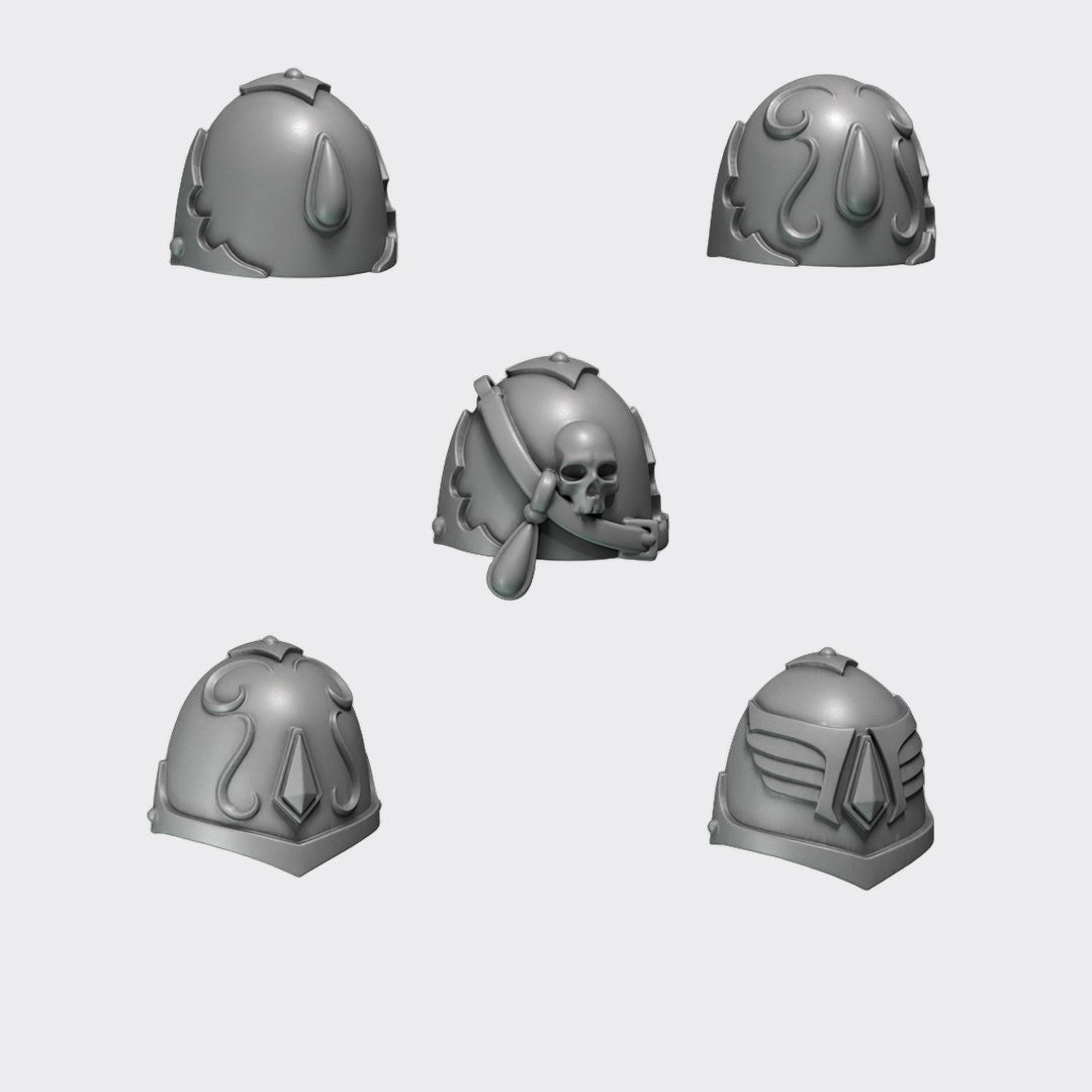 Hombreras scouts Crimson Lords — bits de conversión sci-fi grimdark de Greytide Studio, resina 32mm sin pintar