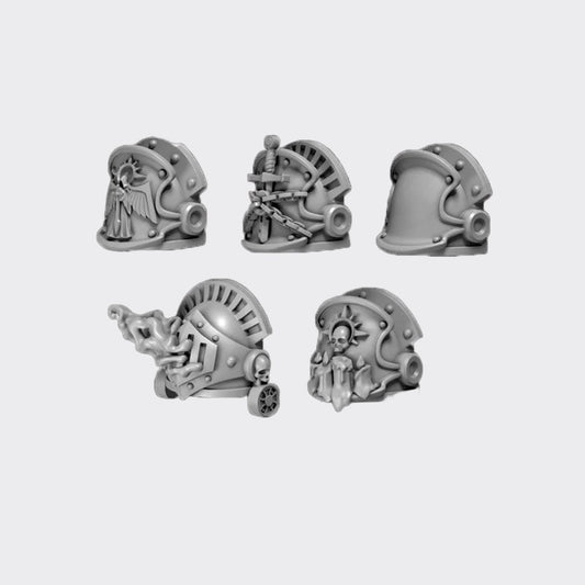 Hombreras Terminators Eternal Pilgrims B — bits de conversión sci-fi grimdark de Greytide Studio, resina 32mm sin pintar