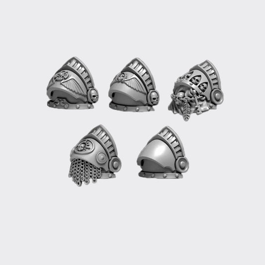 Hombreras Terminators Eternal Pilgrims C — bits de conversión sci-fi grimdark de Greytide Studio, resina 32mm sin pintar
