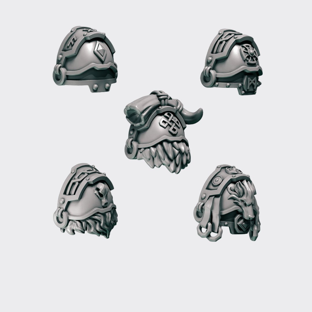 Hombreras Terminators Primal Hounds C — bits de conversión sci-fi grimdark de Greytide Studio, resina 32mm sin pintar