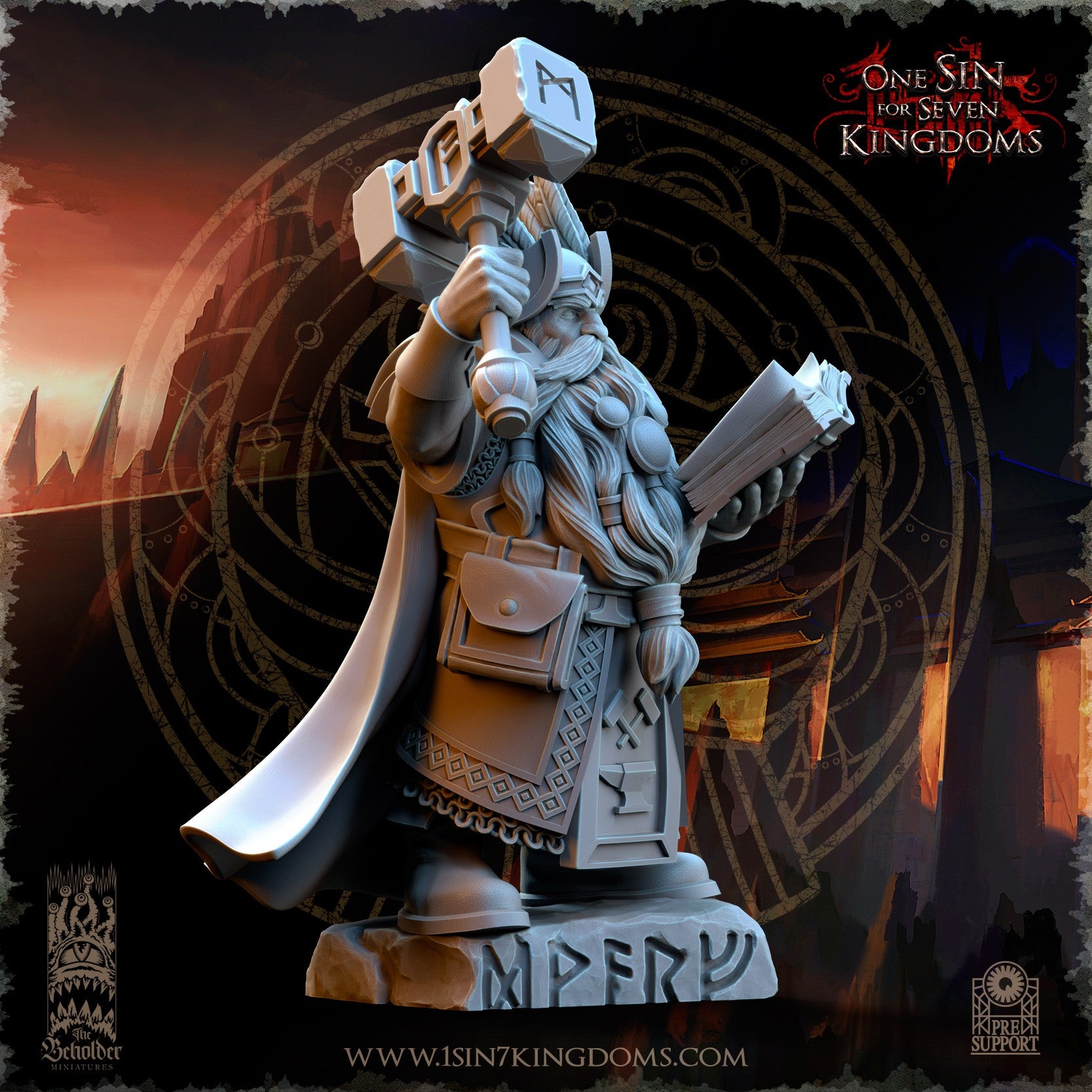 Miniatura Kromnir el Lector de Runas Enanos resina 32mm sin pintar - Drakholm