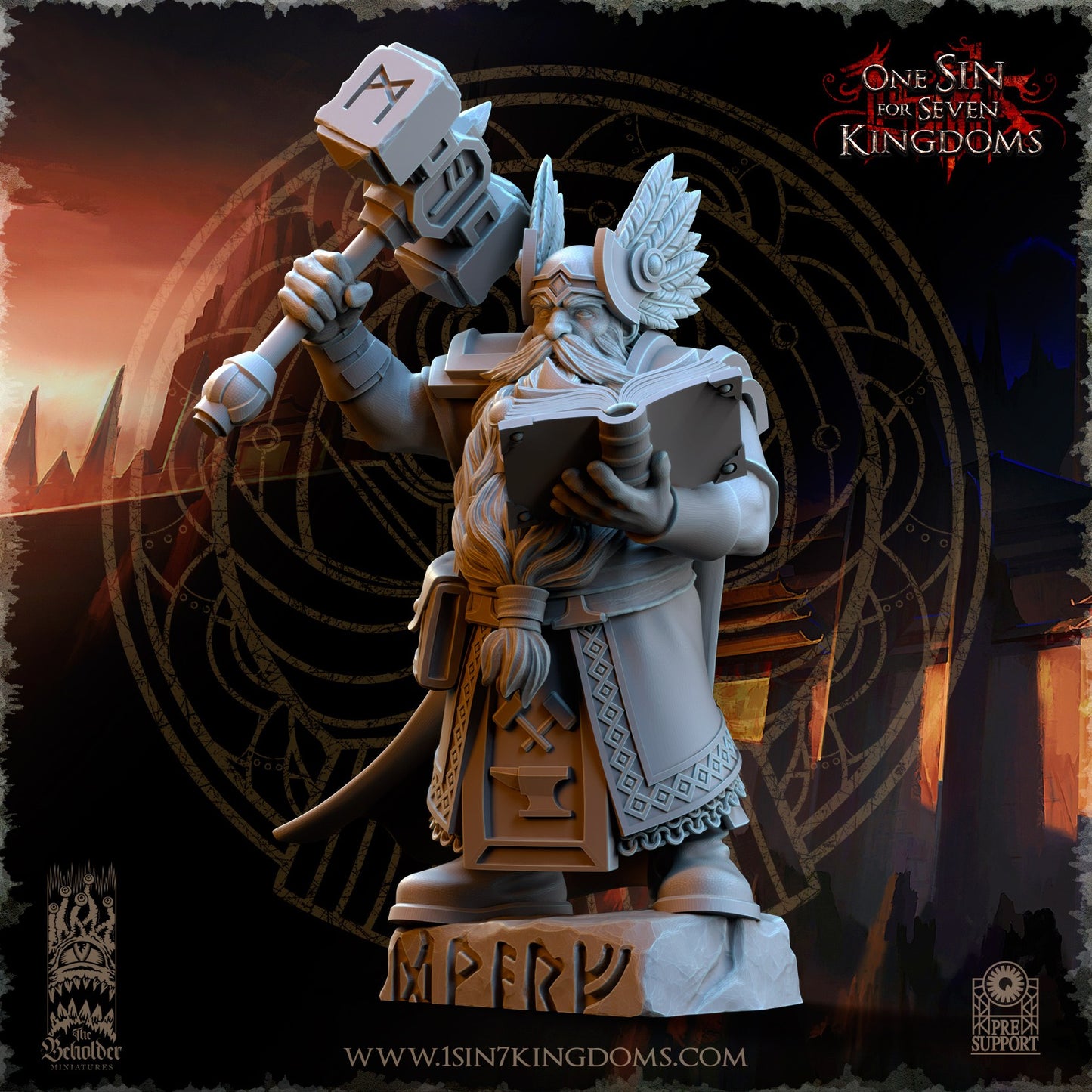 Miniatura Kromnir el Lector de Runas Enanos resina 32mm sin pintar - Drakholm