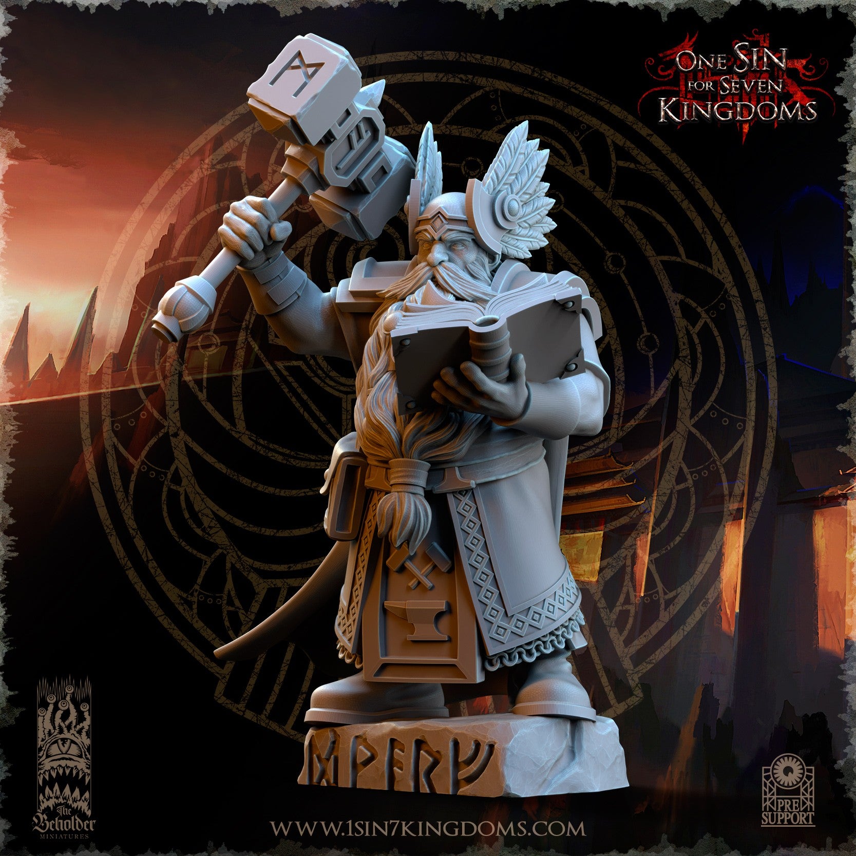 Miniatura Kromnir el Lector de Runas Enanos resina 32mm sin pintar - Drakholm