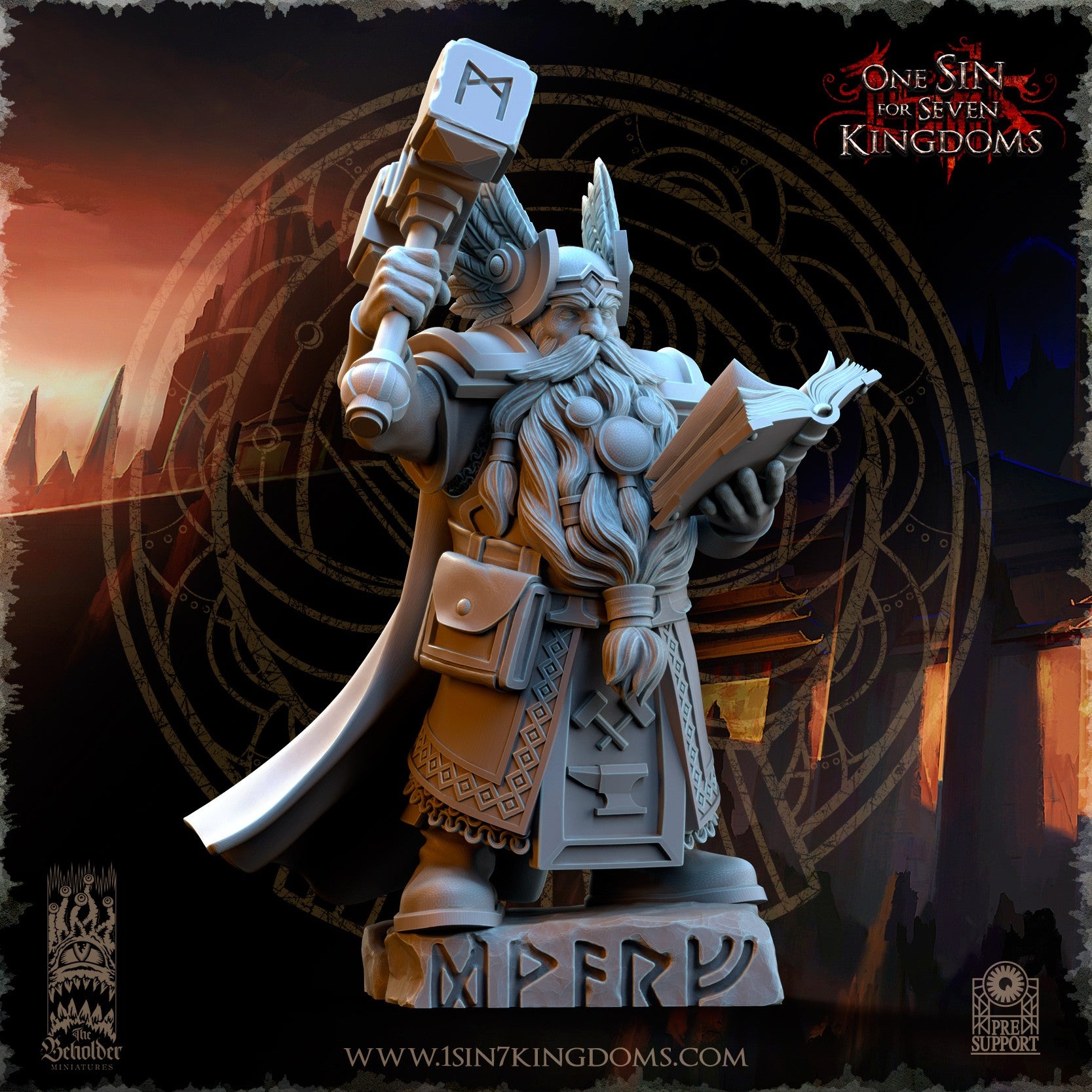 Miniatura Kromnir el Lector de Runas Enanos resina 32mm sin pintar - Drakholm