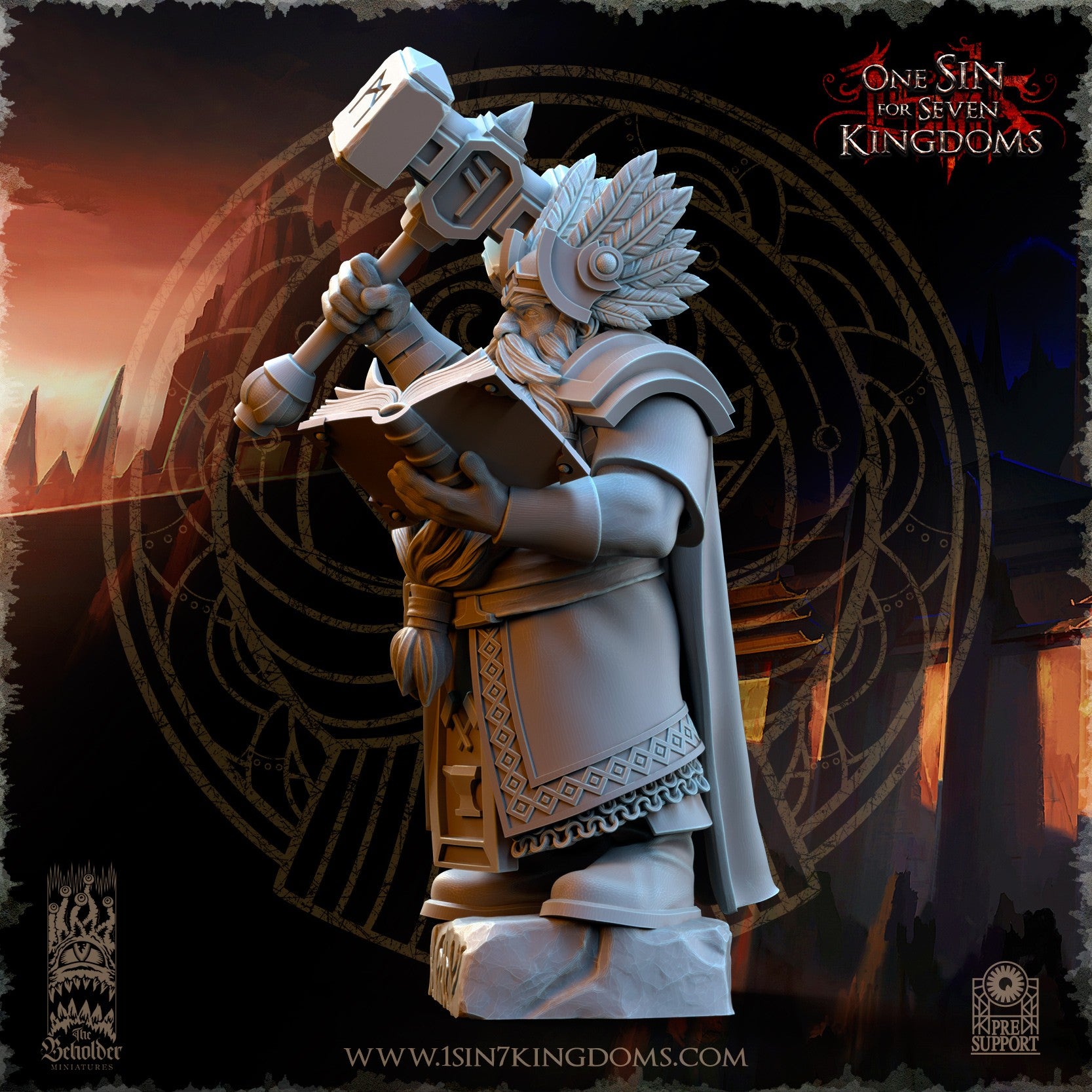 Miniatura Kromnir el Lector de Runas Enanos resina 32mm sin pintar - Drakholm