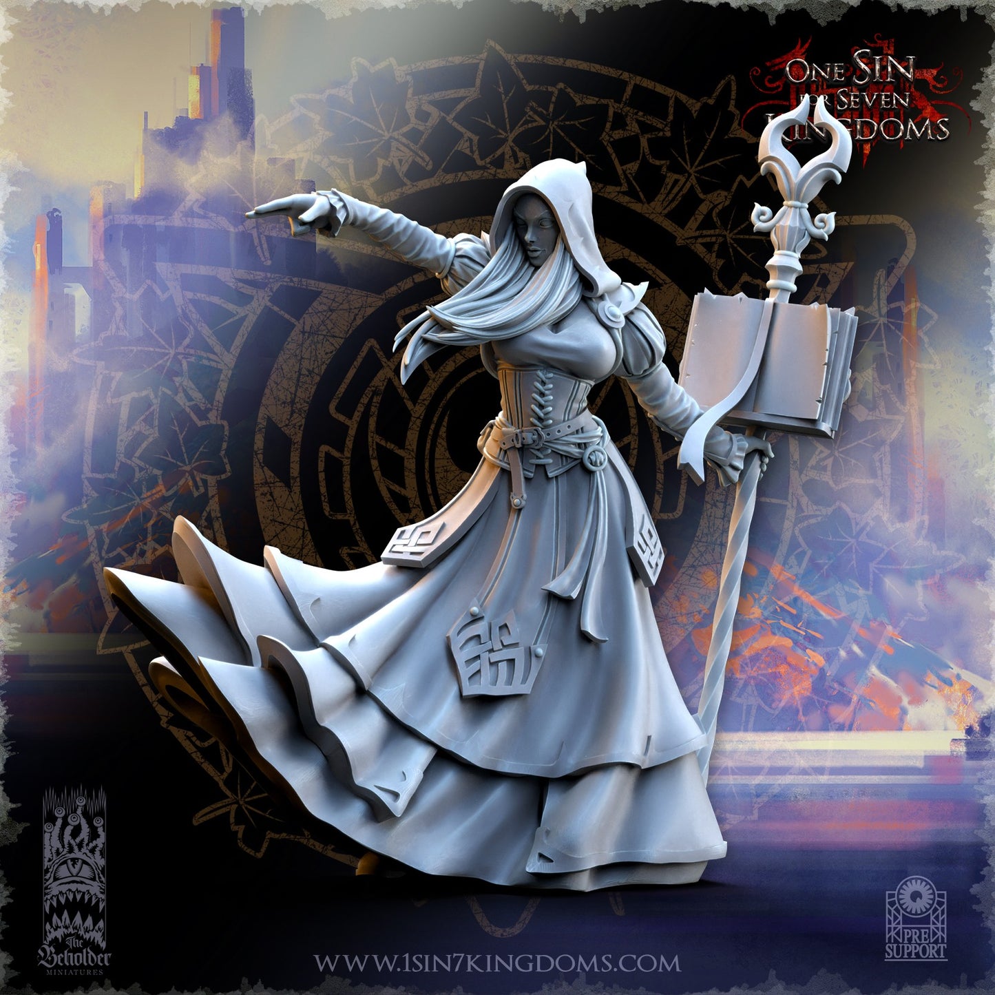 Miniatura Kythaela hechicera élfica Altos Elfos resina 32mm sin pintar - Drakholm
