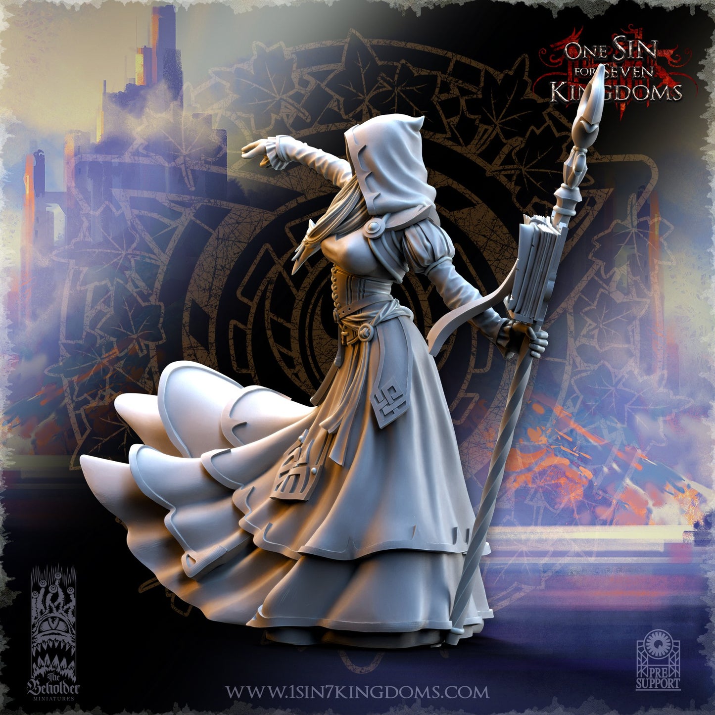 Miniatura Kythaela hechicera élfica Altos Elfos resina 32mm sin pintar - Drakholm