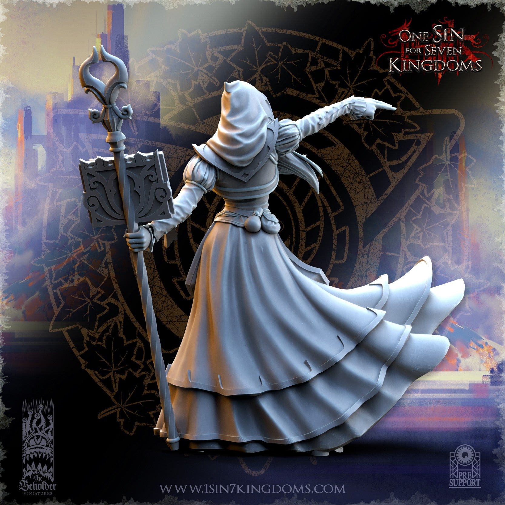 Miniatura Kythaela hechicera élfica Altos Elfos resina 32mm sin pintar - Drakholm