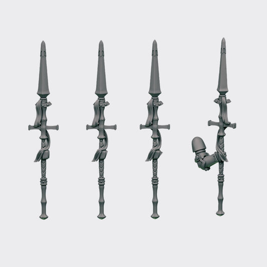 Lanzas D — bits de conversión sci-fi grimdark de Greytide Studio, resina 32mm sin pintar