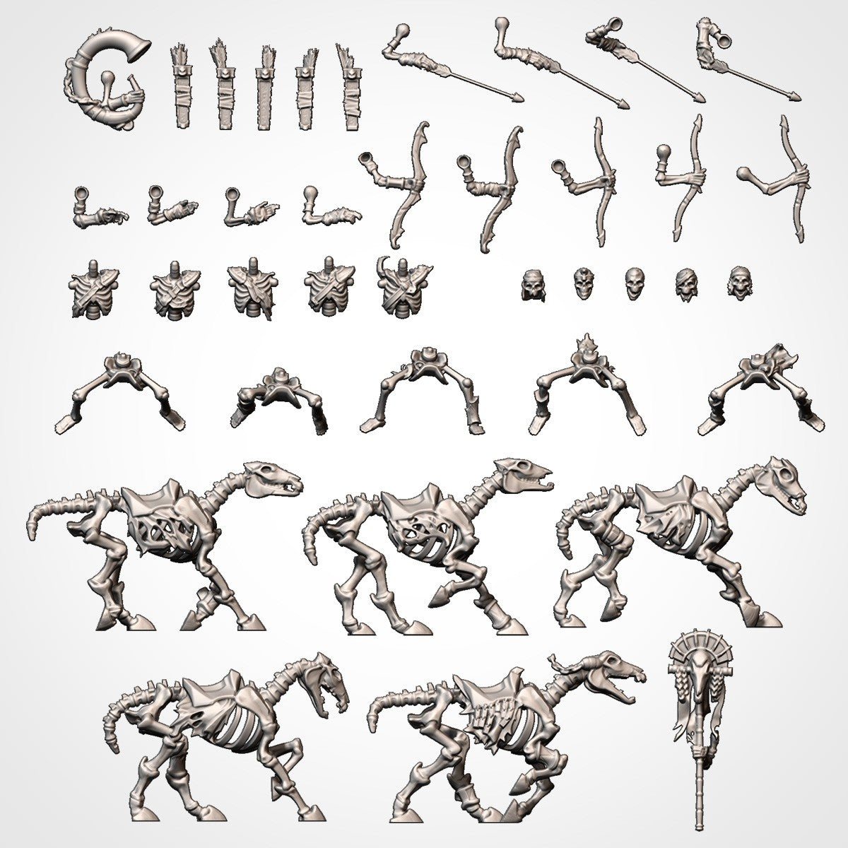 Miniatura Caballería Ligera Espectral Reyes Funerarios resina 32mm sin pintar - Drakholm