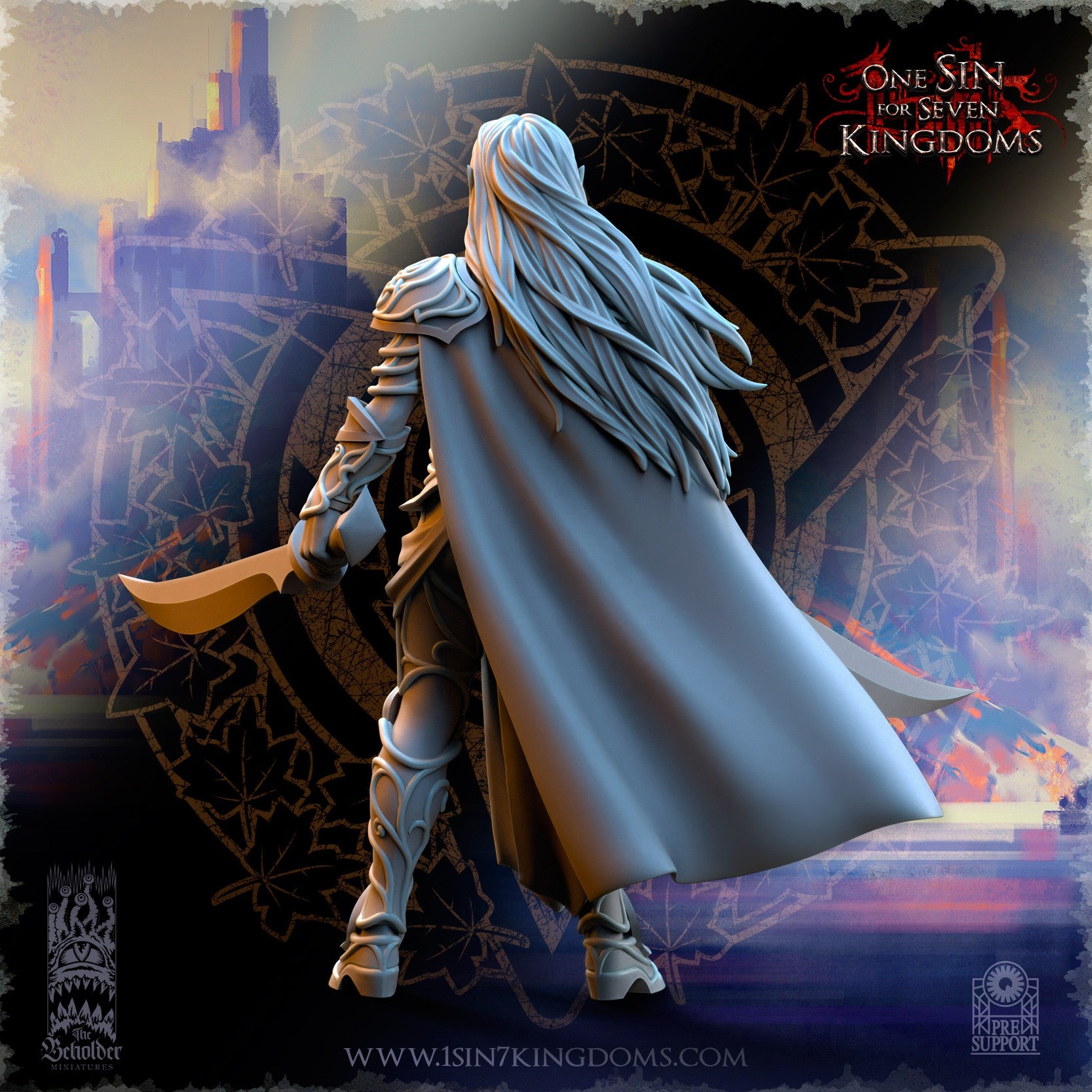 Miniatura Lyriel capitana de los elfos de plata Altos Elfos resina 32mm sin pintar - Drakholm