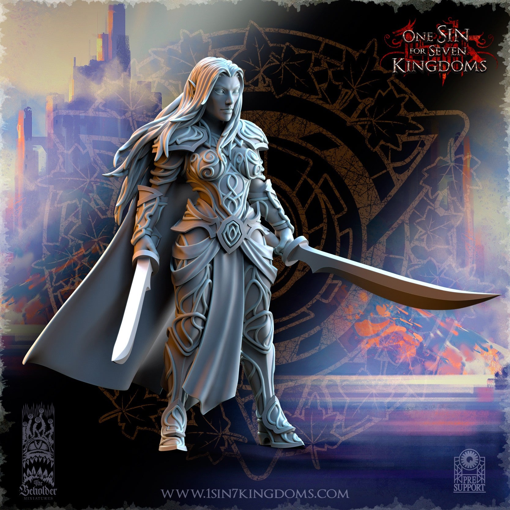 Miniatura Lyriel capitana de los elfos de plata Altos Elfos resina 32mm sin pintar - Drakholm