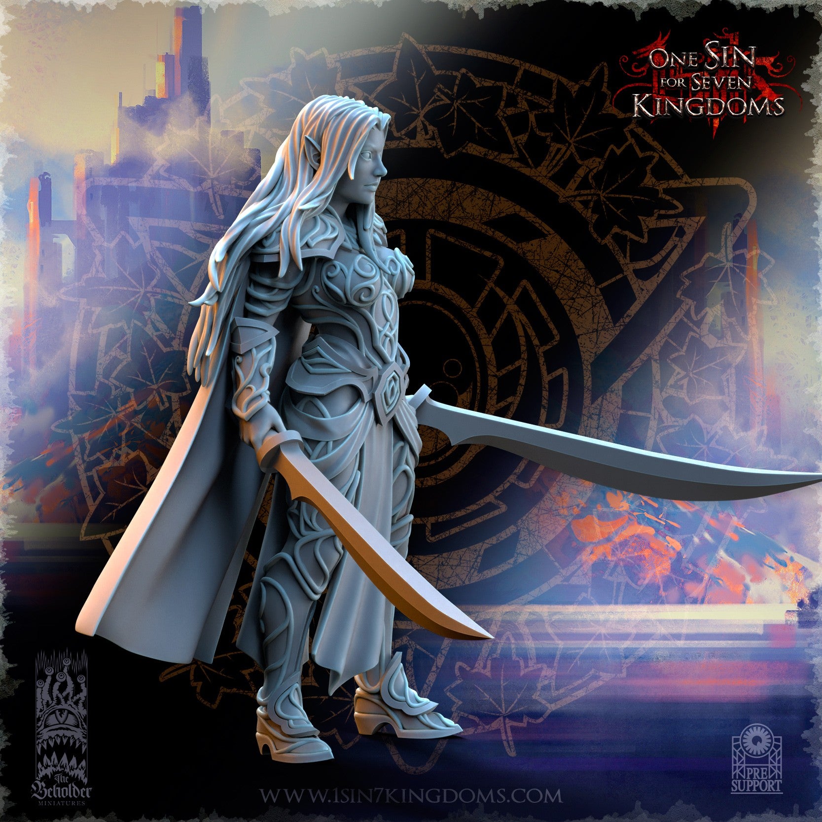 Miniatura Lyriel capitana de los elfos de plata Altos Elfos resina 32mm sin pintar - Drakholm