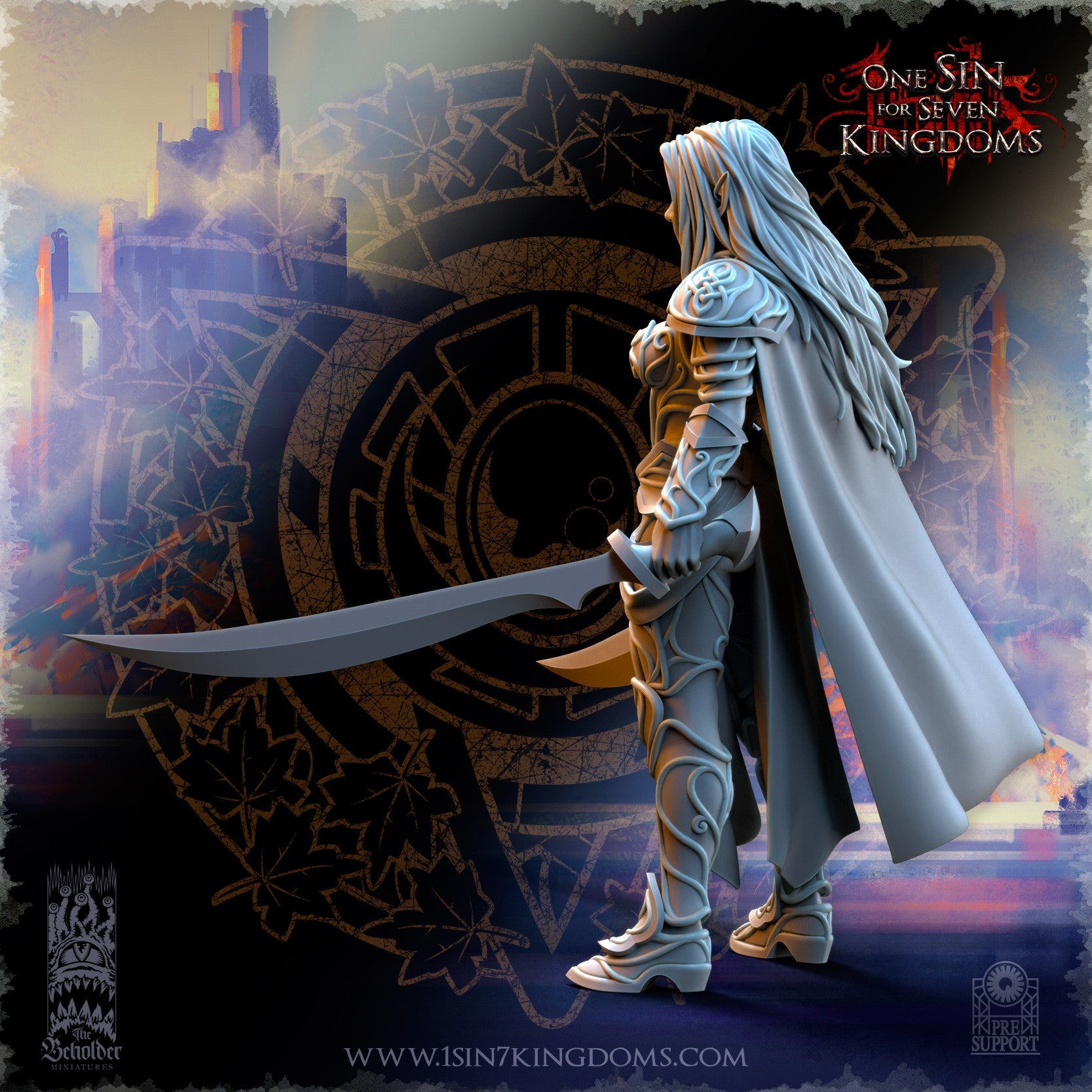 Miniatura Lyriel capitana de los elfos de plata Altos Elfos resina 32mm sin pintar - Drakholm