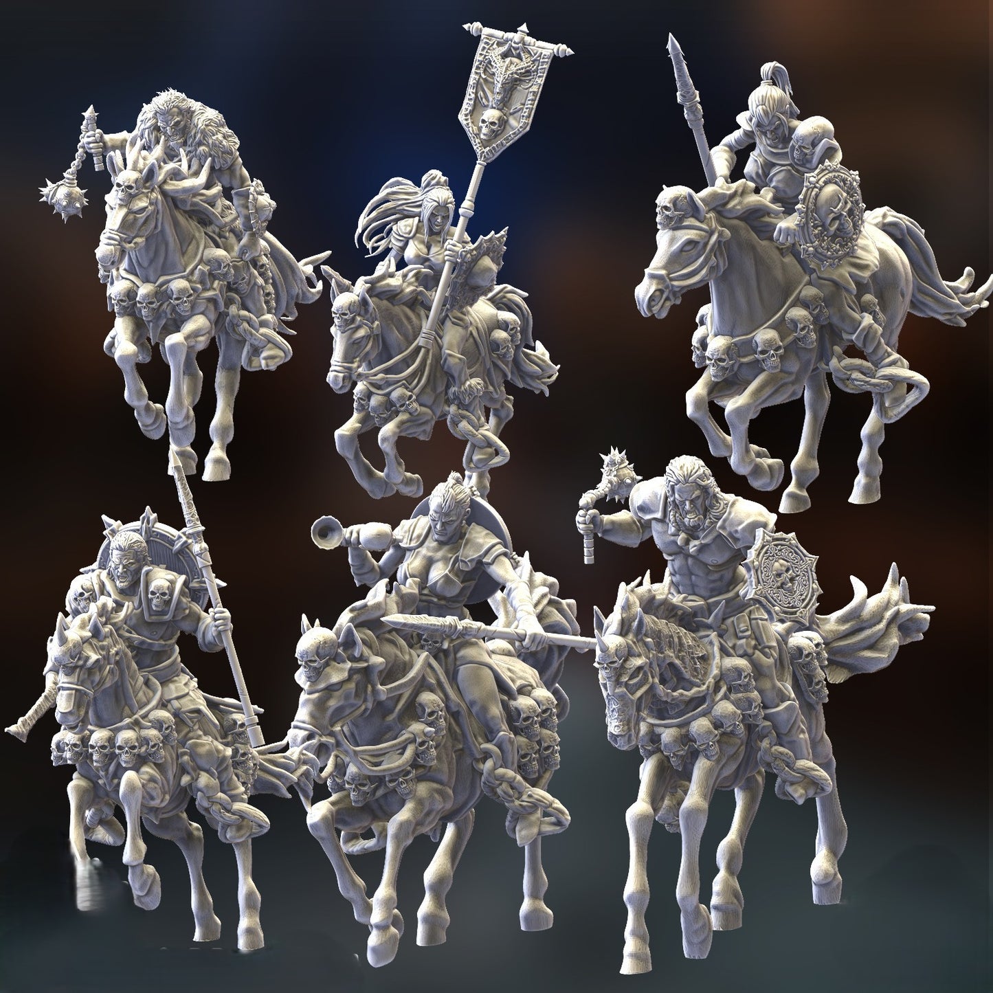 Miniatura Jinetes Saqueadores Reinos del Caos resina 32mm sin pintar - Drakholm