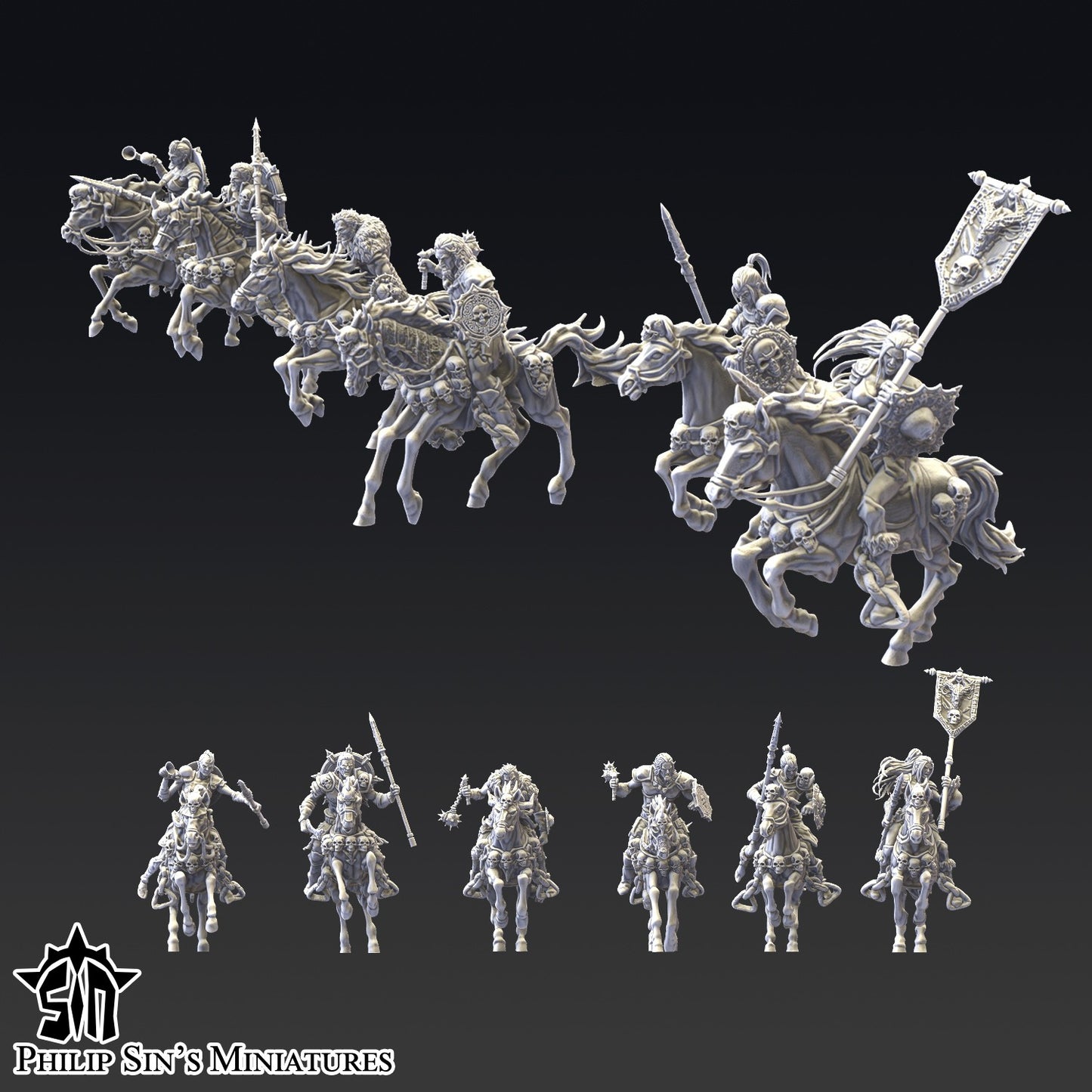 Miniatura Jinetes Saqueadores Reinos del Caos resina 32mm sin pintar - Drakholm