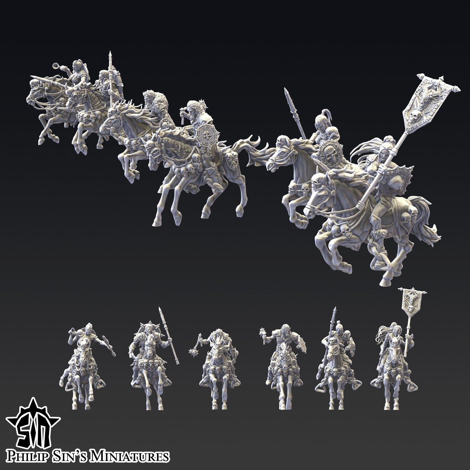 Miniatura Jinetes Saqueadores Reinos del Caos resina 32mm sin pintar - Drakholm